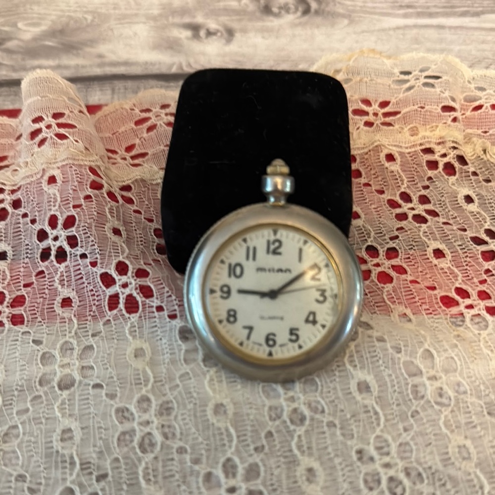Silver Milan Quartz sterling silver back pocket watch